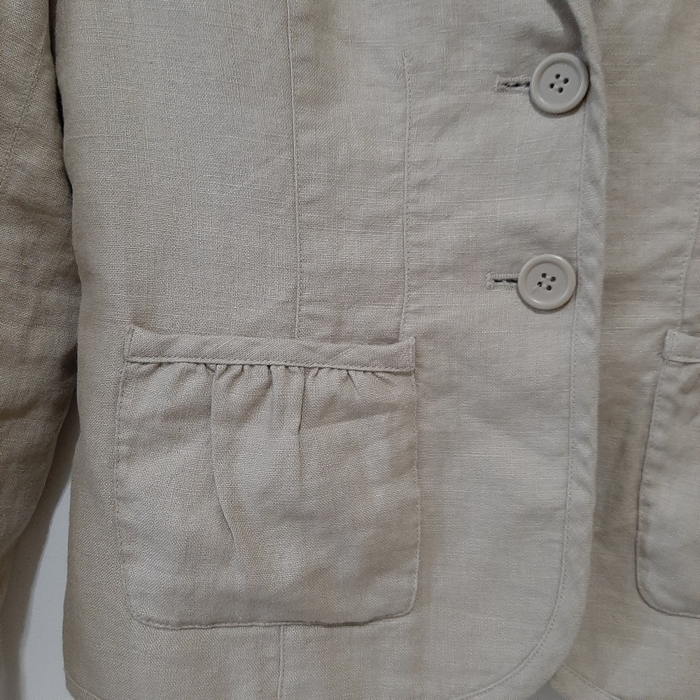 H&M Khaki Tan Linen Blazer Size 10 - Picture 8 of 11